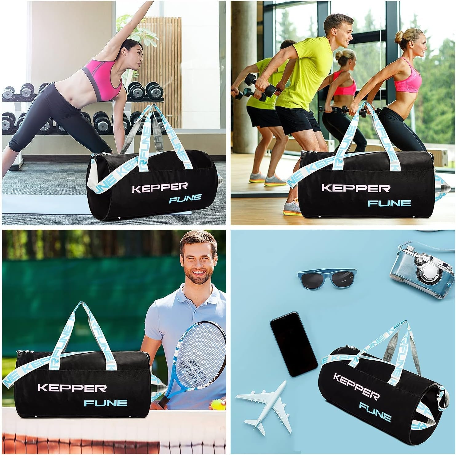 Sports Gym Bag, Travel Duffel Bag with Wet Pocket & Shoes Compartment,Travel Duffel Bag Gym Bag,Water Resistant Sports Bag with Inner Pockets Unisex Fitness Bag