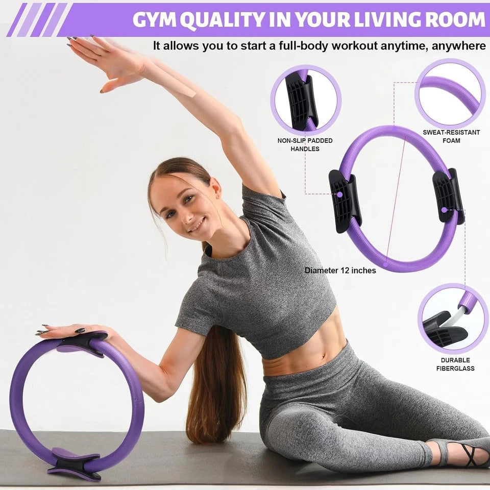 Pilates Ring Circle Set 18 Pcs Exercise Equipment Accessories for Women Workouts