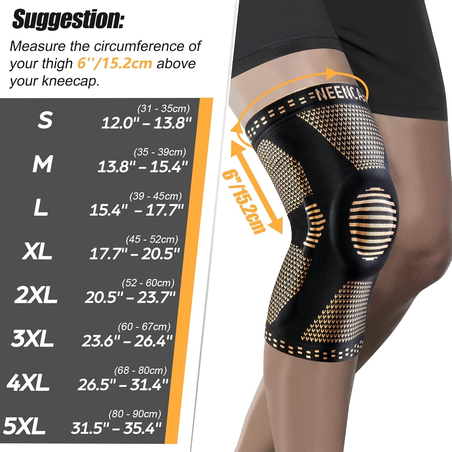 Copper Knee Brace for Knee Pain, Knee Support with Patella Pad & Side Stabilizers, Compression Knee Sleeve for Sport, Workout, Arthritis, ACL, Joint Pain Relief, Meniscus Tear- FSA/HSA Eligible