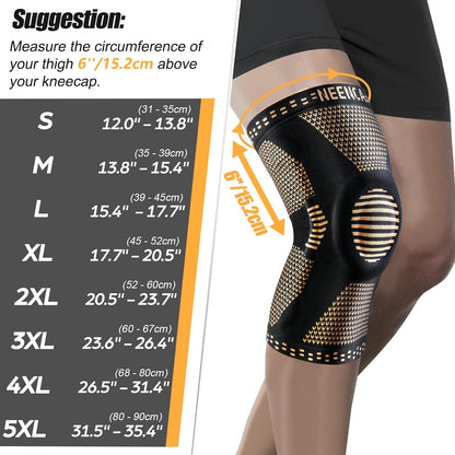 Copper Knee Brace for Knee Pain, Knee Support with Patella Pad & Side Stabilizers, Compression Knee Sleeve for Sport, Workout, Arthritis, ACL, Joint Pain Relief, Meniscus Tear- FSA/HSA Eligible