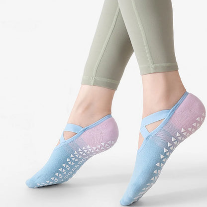 Women's non slip Pilates socks, suitable for ballet, yoga, fitness, and dance studios, cherry embroidery design, cute n