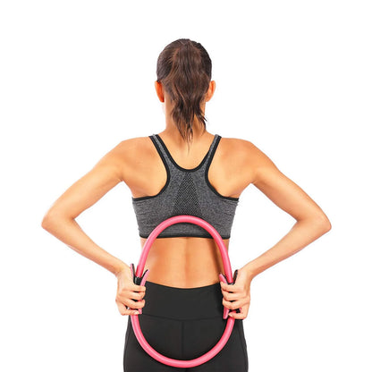 Pilates Ring 15" Fitness Circle - Lightweight & Enduring Foam Padded Handles | Flexible Resistance Exercise Equipment for Toning Arms, Thighs/Legs & Core, Black