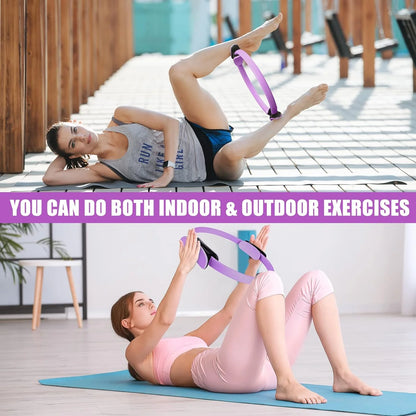 Pilates Ring 15" Fitness Circle - Lightweight & Enduring Foam Padded Handles | Flexible Resistance Exercise Equipment for Toning Arms, Thighs/Legs & Core, Black