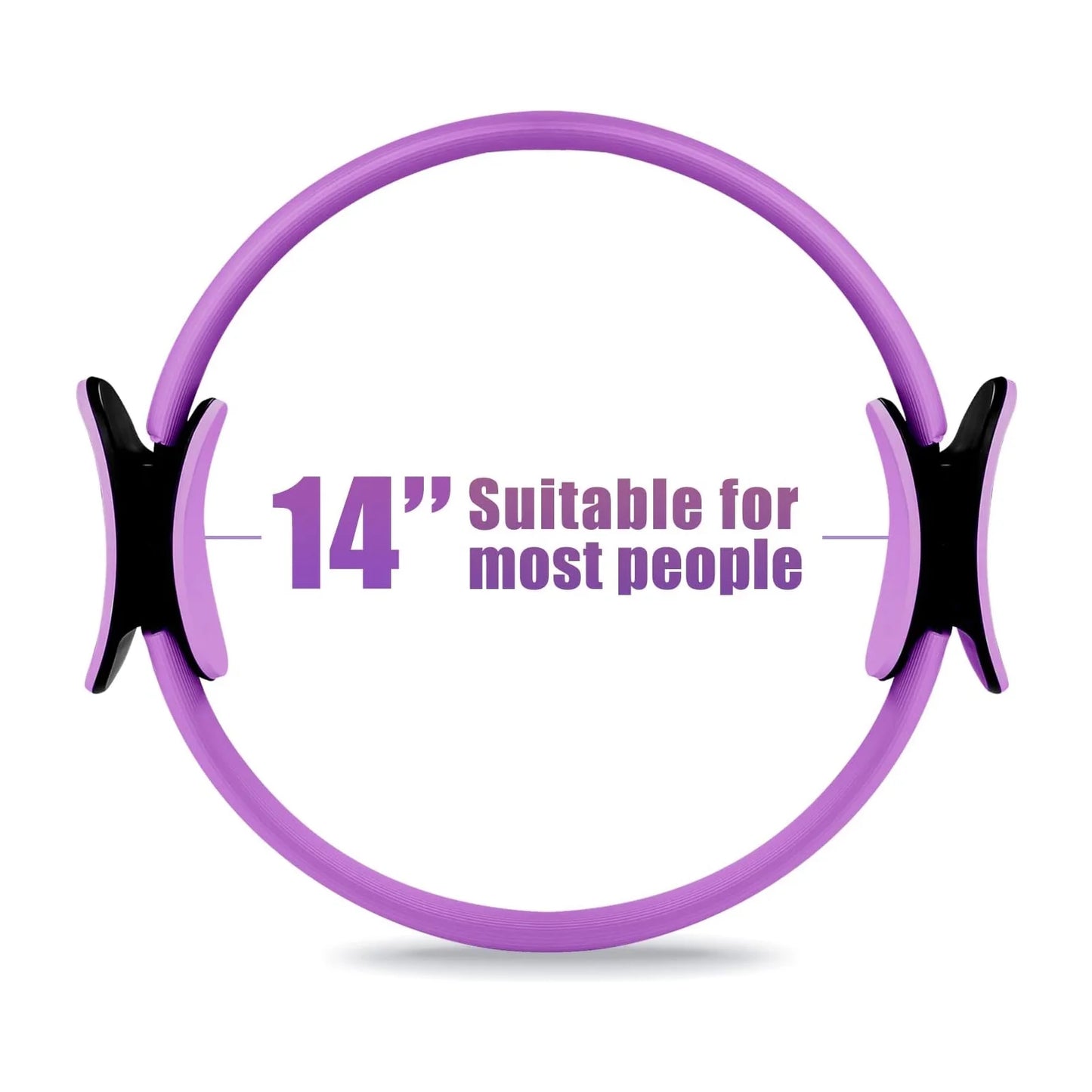 Pilates Ring 15" Fitness Circle - Lightweight & Enduring Foam Padded Handles | Flexible Resistance Exercise Equipment for Toning Arms, Thighs/Legs & Core, Black