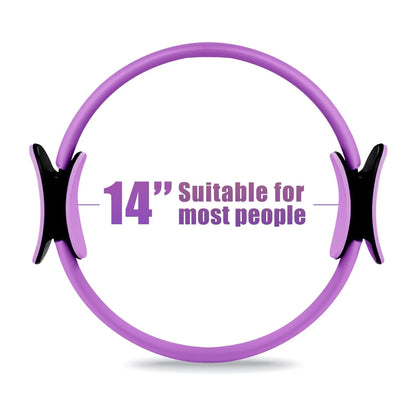 Pilates Ring 15" Fitness Circle - Lightweight & Enduring Foam Padded Handles | Flexible Resistance Exercise Equipment for Toning Arms, Thighs/Legs & Core, Black