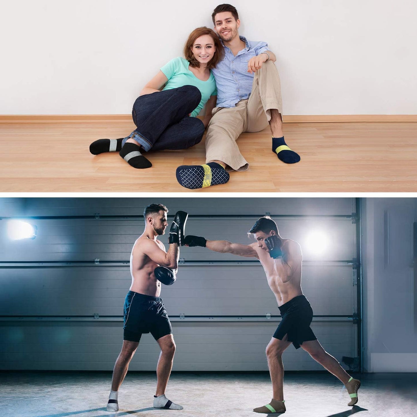 Unisex Non Slip Grip Socks with Cushion for Yoga Pilates Barre Home & Hospital