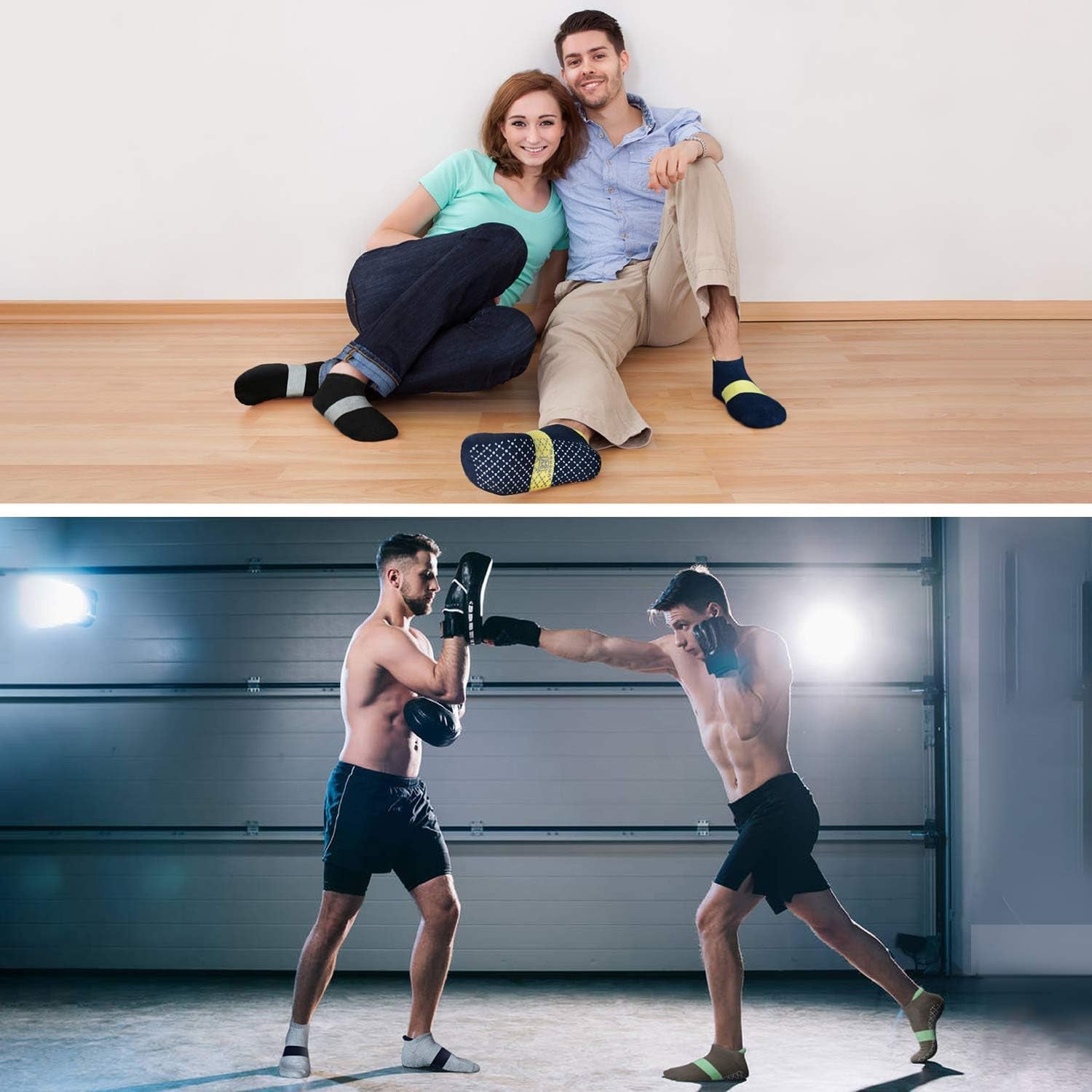 Unisex Non Slip Grip Socks with Cushion for Yoga Pilates Barre Home & Hospital