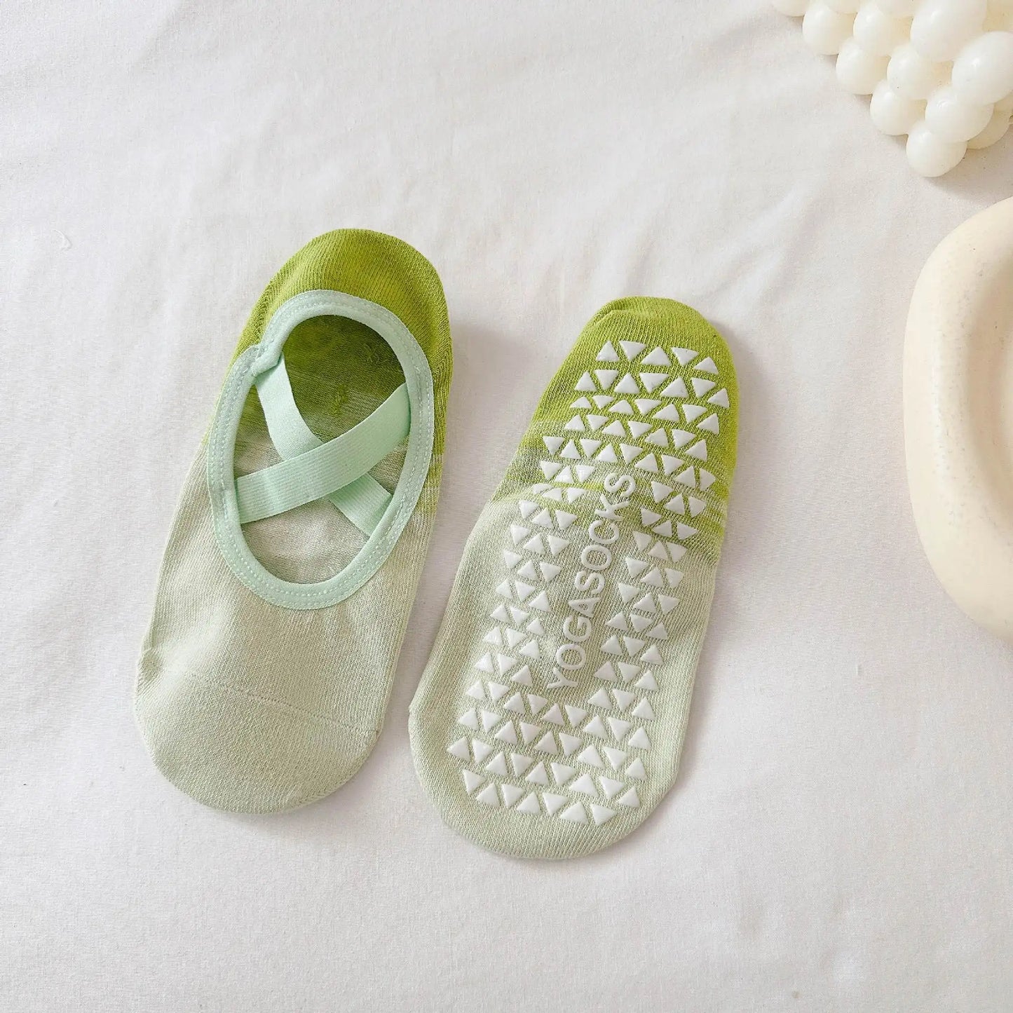 Women's non slip Pilates socks, suitable for ballet, yoga, fitness, and dance studios, cherry embroidery design, cute n