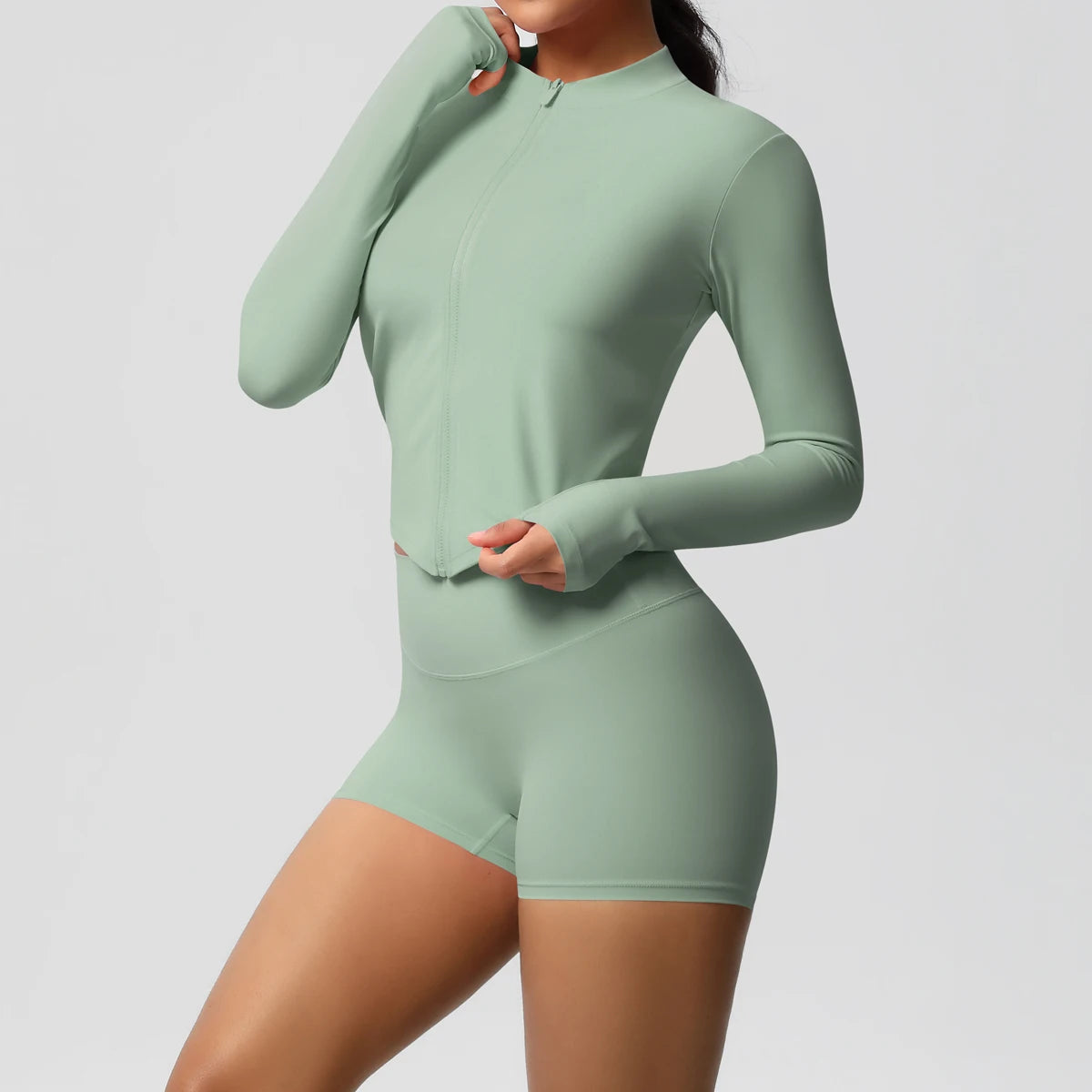 Yoga Sets Sports Fitness Hip-lifting Tight Zipper Jacket Yoga Suit Running Workout Gym Shorts Tracksuits for Women Sports Suits