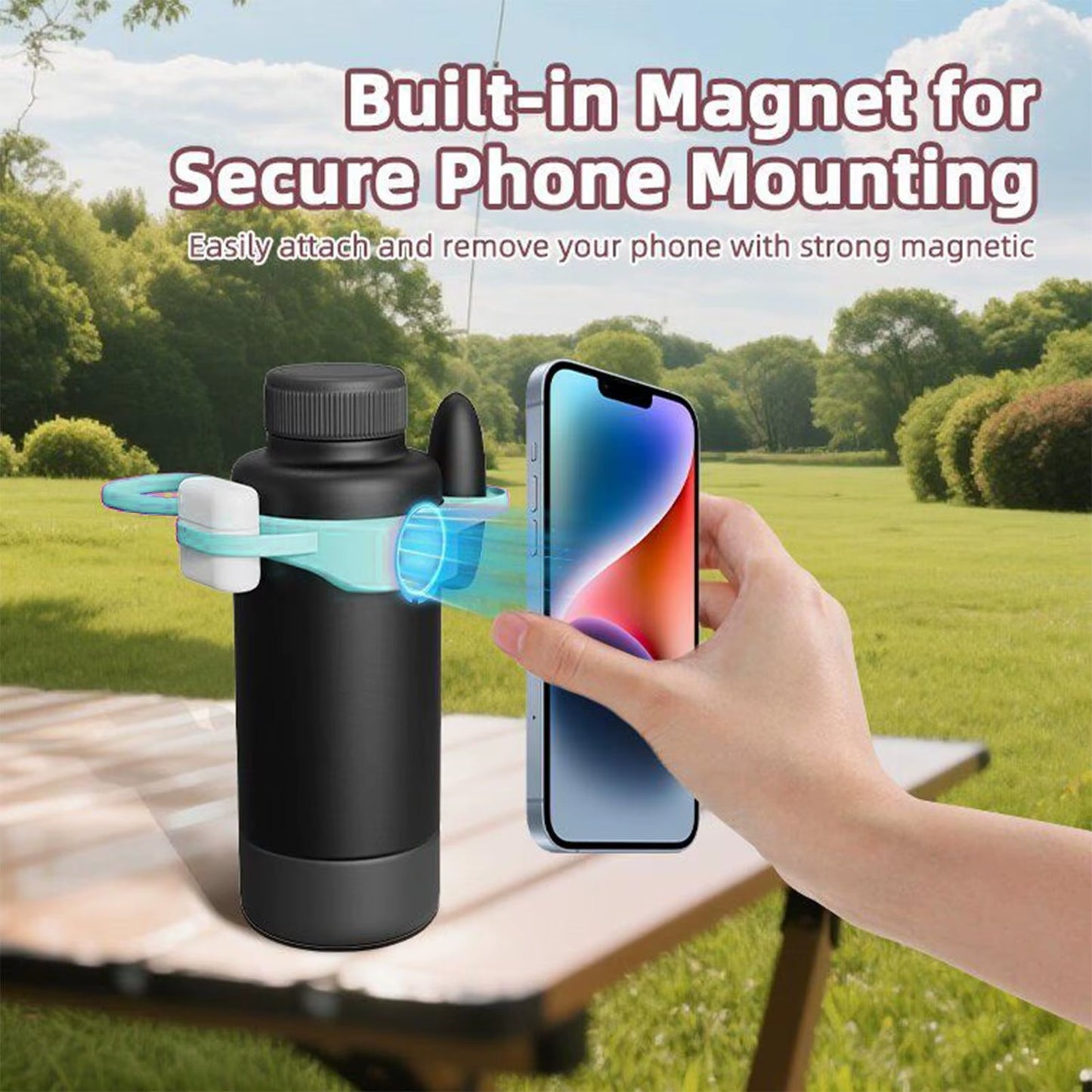 Gym Water Bottle Phone Holder Magnetic Phone Holder Straps for Water Bottles Anti-Slip Tumbler Accessories for Workout Sports