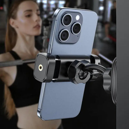Gym Magnetic Phone Holder 360 Adjustable Stand for Cell Phone Compatible with 4-7" Smartphones Alloy Base and Joint