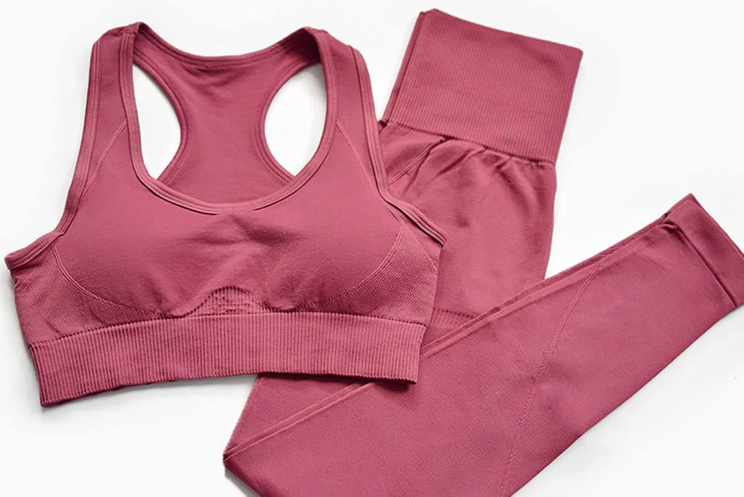 Workout Set for Women 2 Pieces Outfits Seamless Yoga Leggings with Sports Bra Tank Top Gym Sets Matching Sets