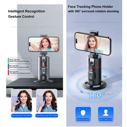 Auto Face Tracking Tripod 360° Rotation, Auto Tracking Phone Holder Remote Moving Tripod for Live Video Vlog