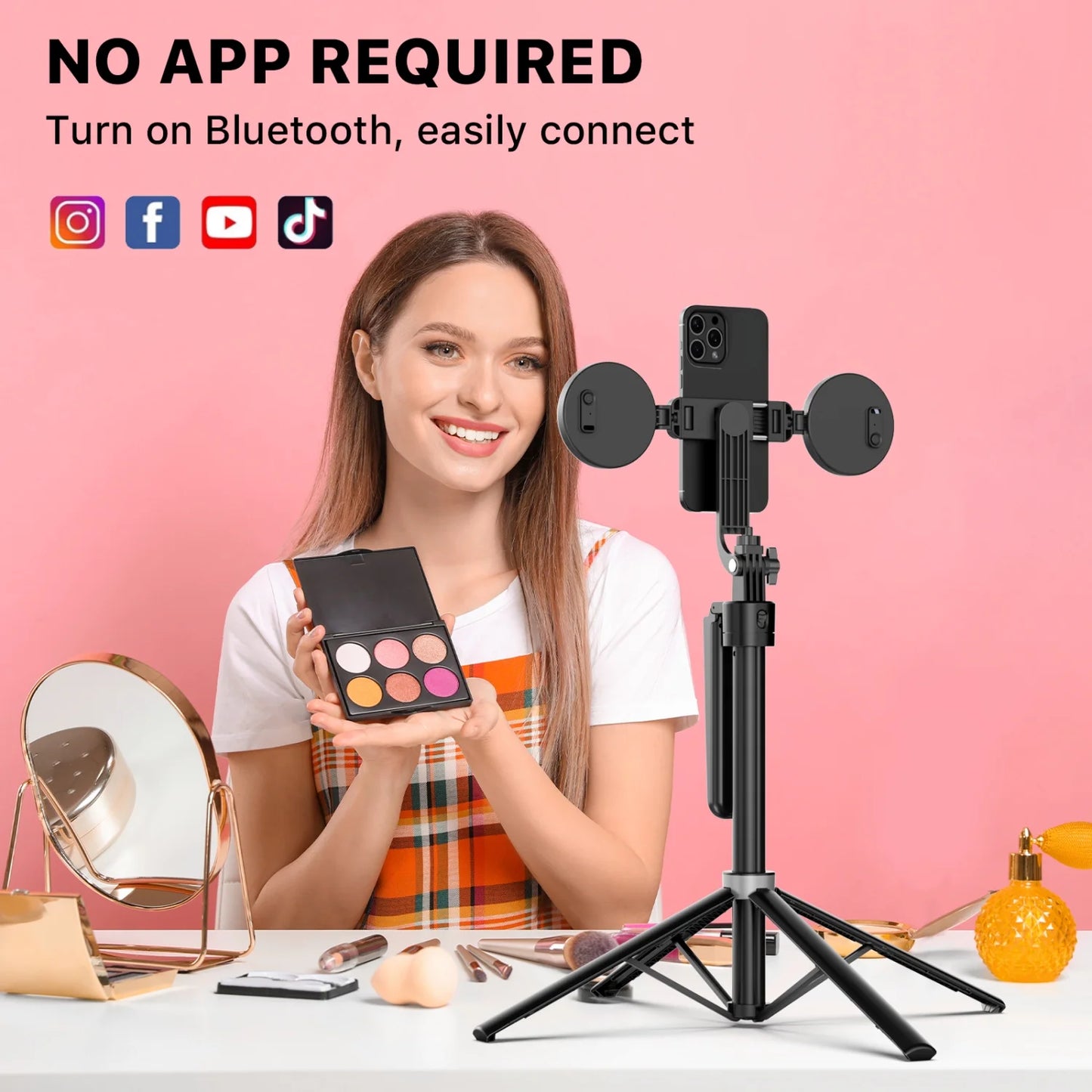 72" Auto Face Tracking Tripod with Remote, Selfie Stick Light, 360° Rotation for Iphone & Android"