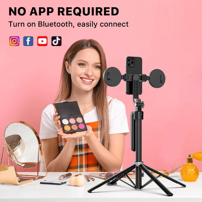 72" Auto Face Tracking Tripod with Remote, Selfie Stick Light, 360° Rotation for Iphone & Android"
