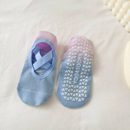 Women's non slip Pilates socks, suitable for ballet, yoga, fitness, and dance studios, cherry embroidery design, cute n