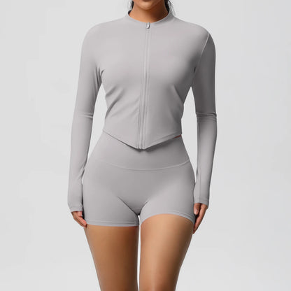 Yoga Sets Sports Fitness Hip-lifting Tight Zipper Jacket Yoga Suit Running Workout Gym Shorts Tracksuits for Women Sports Suits