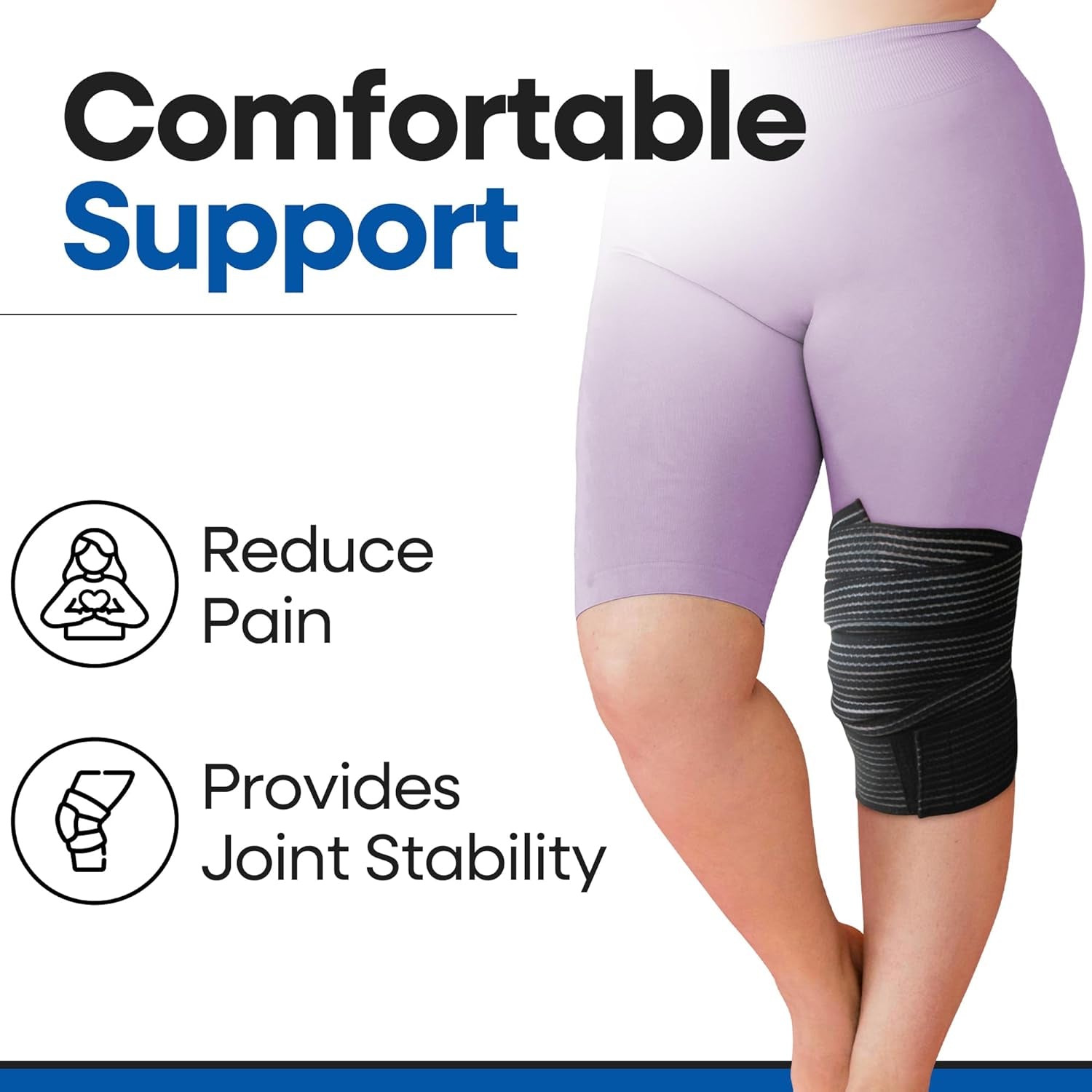 Elastic Knee Compression Sleeve Bandage Wraps I Knee Support Straps for Legs, Thighs, Hamstrings Ankle & Elbow Joints Reduce Swelling I Lymphatic Relief & Elastic Bandage for Women & Men (Med 71 Inch)
