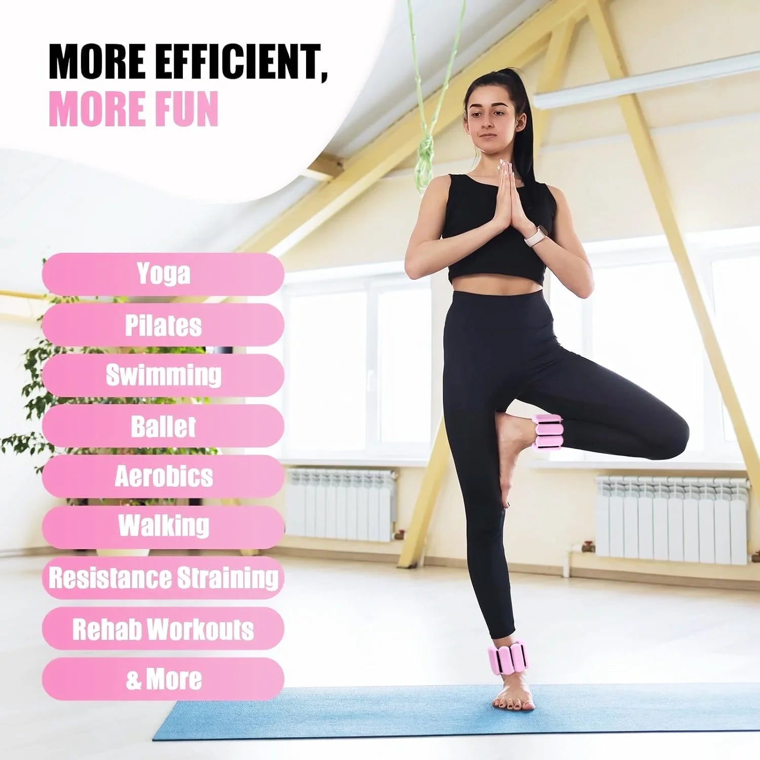 Pilates Wrist & Ankle Weights for Women, Wearable Strong Arm & Leg Weights Set of 2(1Lbs Each), Adjustable Ankle Weights for Walking, Yoga, Dance, Barre,Gym