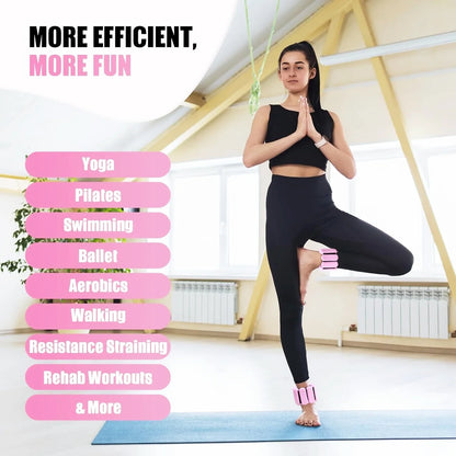 Pilates Wrist & Ankle Weights for Women, Wearable Strong Arm & Leg Weights Set of 2(1Lbs Each), Adjustable Ankle Weights for Walking, Yoga, Dance, Barre,Gym