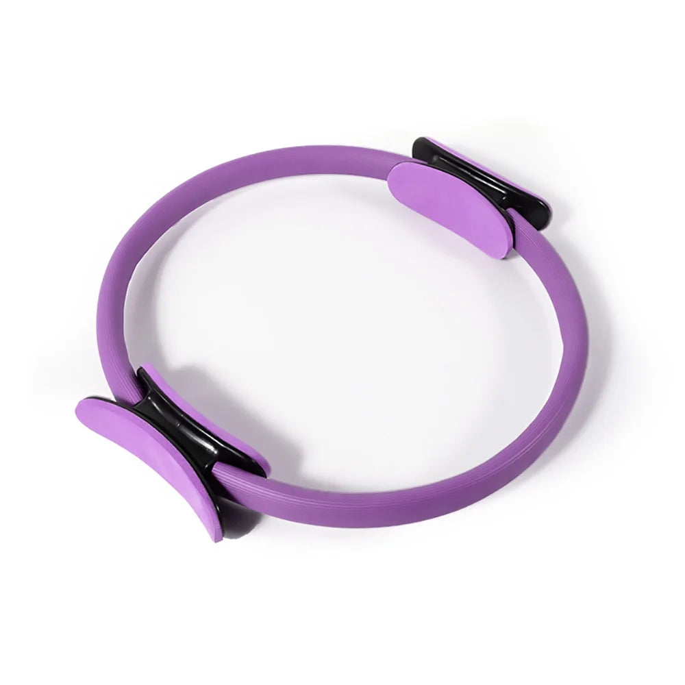 Pilates Ring 15" Fitness Circle - Lightweight & Enduring Foam Padded Handles | Flexible Resistance Exercise Equipment for Toning Arms, Thighs/Legs & Core, Black