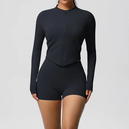 Yoga Sets Sports Fitness Hip-lifting Tight Zipper Jacket Yoga Suit Running Workout Gym Shorts Tracksuits for Women Sports Suits