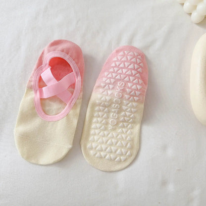 Women's non slip Pilates socks, suitable for ballet, yoga, fitness, and dance studios, cherry embroidery design, cute n