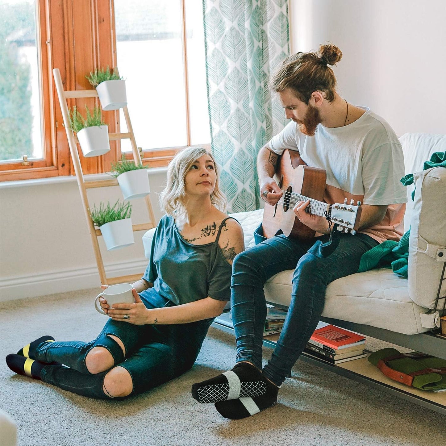 Unisex Non Slip Grip Socks with Cushion for Yoga Pilates Barre Home & Hospital