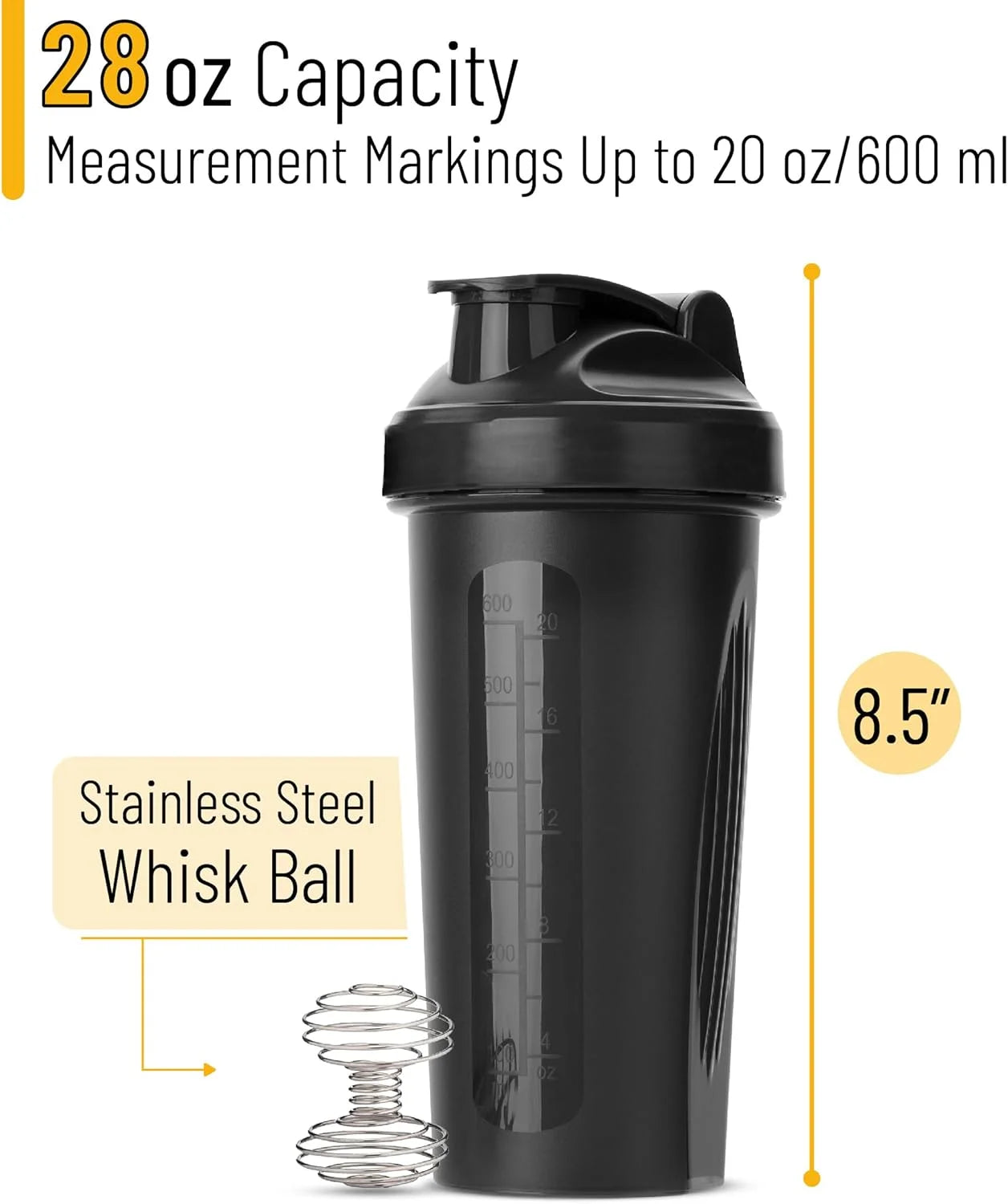 - Shaker Bottles for Protein Mixes, 20 Oz