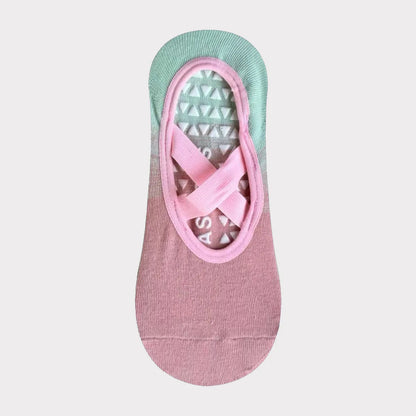 Women's non slip Pilates socks, suitable for ballet, yoga, fitness, and dance studios, cherry embroidery design, cute n