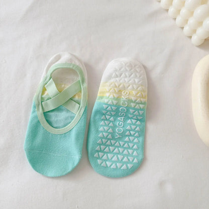 Women's non slip Pilates socks, suitable for ballet, yoga, fitness, and dance studios, cherry embroidery design, cute n