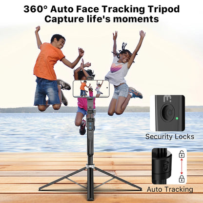 72" Auto Face Tracking Tripod with Remote, Selfie Stick Light, 360° Rotation for Iphone & Android"