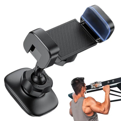 Gym Magnetic Phone Holder 360 Adjustable Stand for Cell Phone Compatible with 4-7" Smartphones Alloy Base and Joint