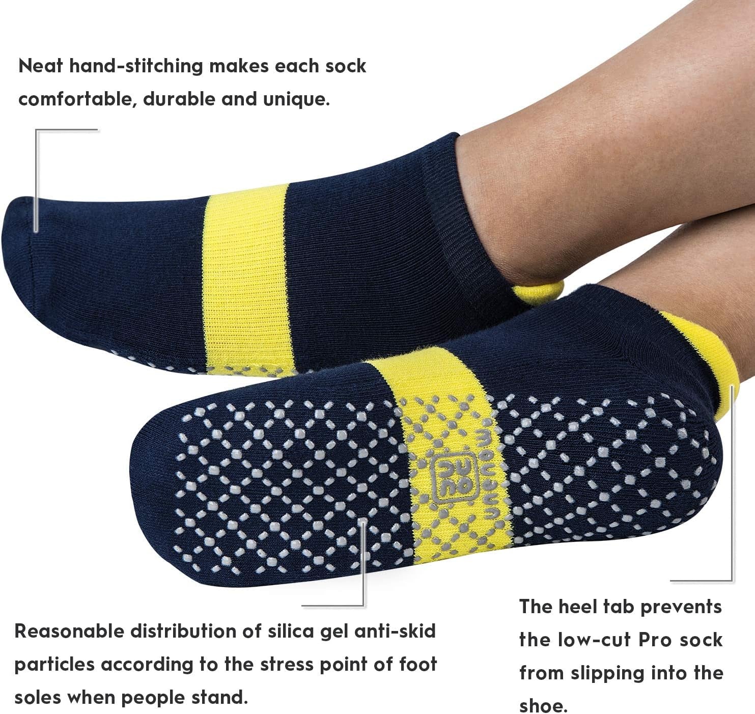 Unisex Non Slip Grip Socks with Cushion for Yoga Pilates Barre Home & Hospital