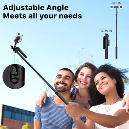 72" Auto Face Tracking Tripod with Remote, Selfie Stick Light, 360° Rotation for Iphone & Android"