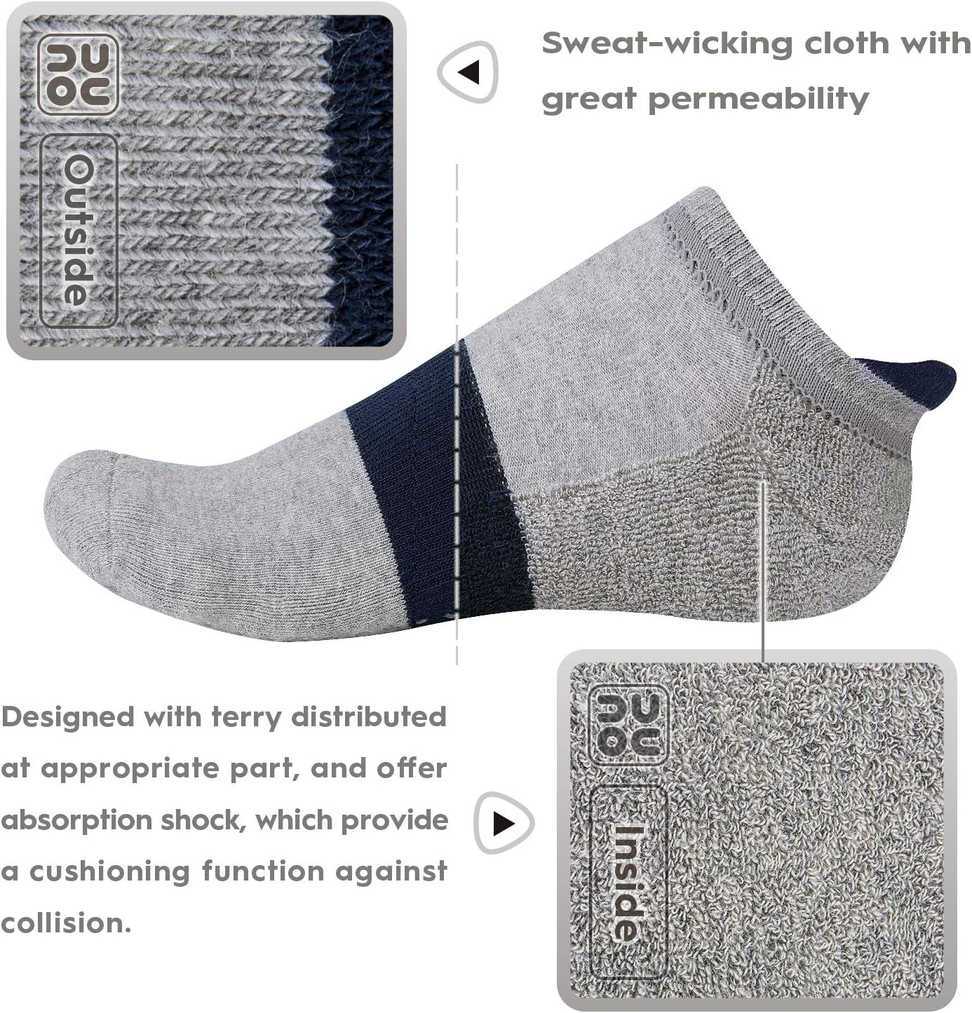 Unisex Non Slip Grip Socks with Cushion for Yoga Pilates Barre Home & Hospital