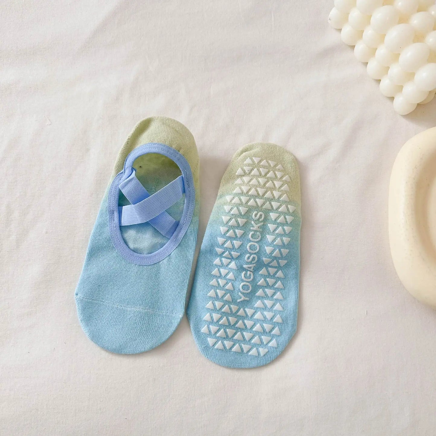 Women's non slip Pilates socks, suitable for ballet, yoga, fitness, and dance studios, cherry embroidery design, cute n